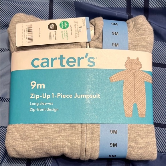 Carter's Light Gray Bear-Ear Jumpsuit - Picture 5 of 6